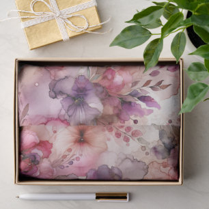 Pink & Purple Flower Alcohol Ink Print Tissue Paper