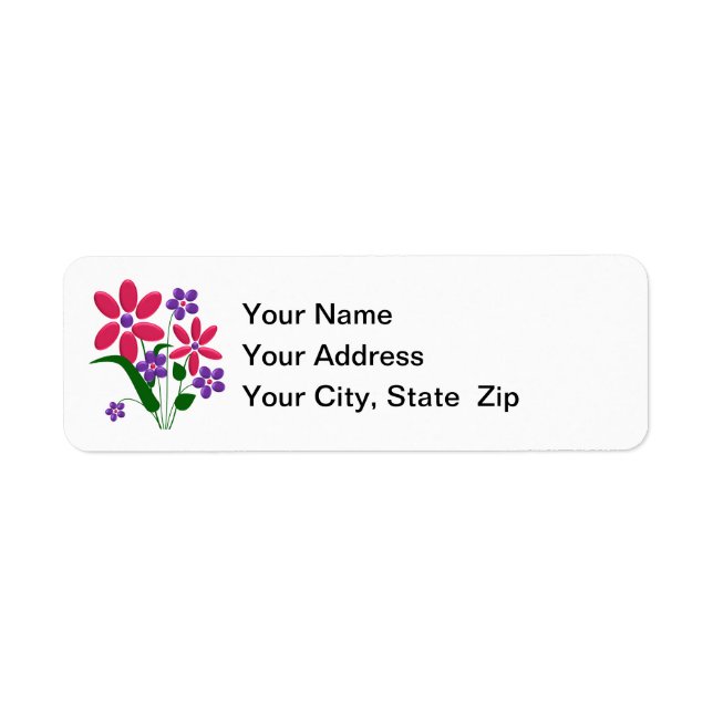 Pink / Purple Flower Bouquet Return Address Labels (Front)