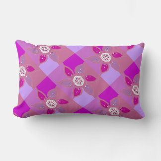 Pink/Purple Flower Design Lumbar Cotton Pillow