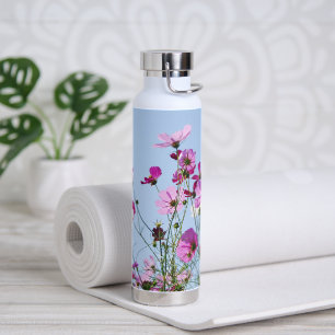 Pink Purple Flower Meadow Water Bottle
