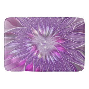 Pink Purple Flower Passion Abstract Fractal Art Bath Mat