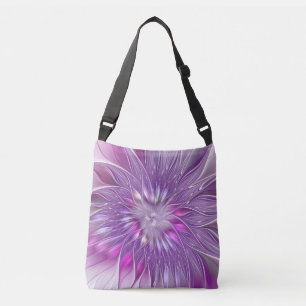 Pink Purple Flower Passion Abstract Fractal Art Crossbody Bag