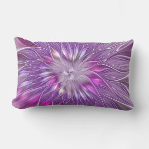 Pink Purple Flower Passion Abstract Fractal Art Lumbar Cushion