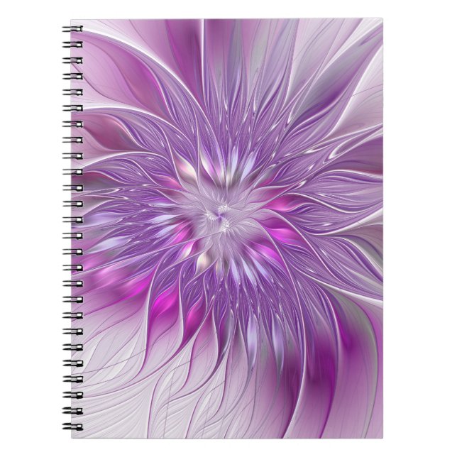 Pink Purple Flower Passion Abstract Fractal Art Notebook (Front)