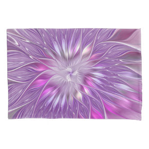 Pink Purple Flower Passion Abstract Fractal Art Pillowcase