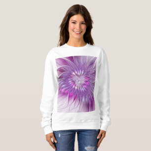 Pink Purple Flower Passion Abstract Fractal Art Sweatshirt