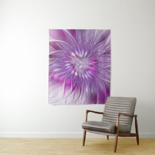 Pink Purple Flower Passion Abstract Fractal Art Tapestry