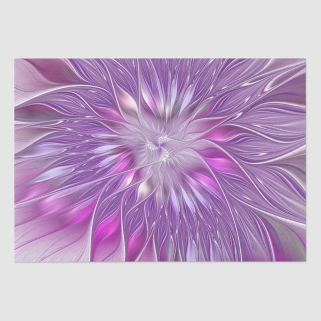 Pink Purple Flower Passion Abstract Fractal Art Tissue Paper (Front)