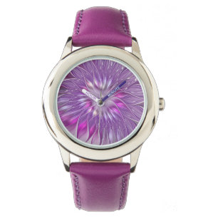 Pink Purple Flower Passion Abstract Fractal Art Watch