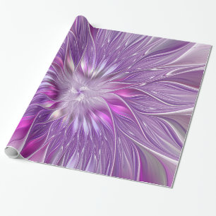 Pink Purple Flower Passion Abstract Fractal Art Wrapping Paper