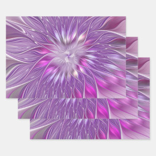 Pink Purple Flower Passion Abstract Fractal Art Wrapping Paper Sheet