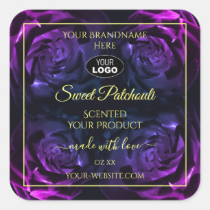 Pink Purple Flowering Roses Product Label Add Logo