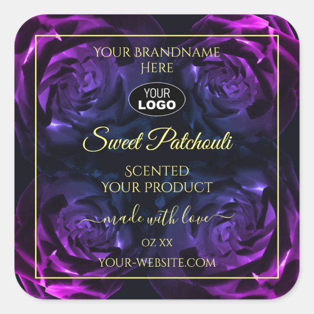 Pink Purple Flowering Roses Product Label Add Logo (Front)