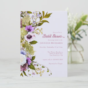 Pink Purple Flowers    Bloom Bridal Shower Invitation