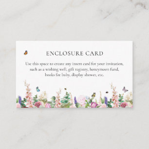 Pink Purple Flowers & Butterflies   Bridal Shower Enclosure Card