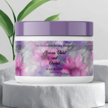 Pink & Purple Flowers Cosmetics Jar Label