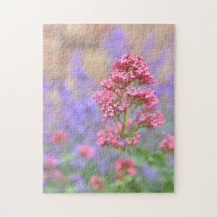 Pink Purple Flowers English Garden Nature Photo Jigsaw Puzzle