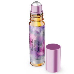 Pink & Purple Flowers Perfume Roller Bottle label