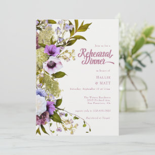 Pink Purple Flowers Rehearsal Dinner Invitation
