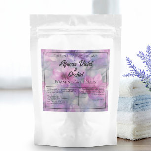 Pink & Purple Flowers Waterproof Bath Salts Label