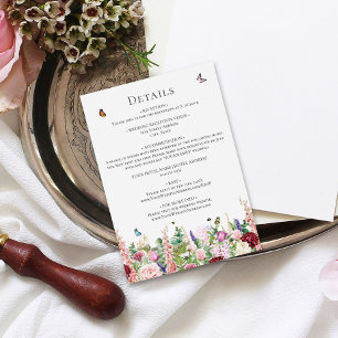 Pink Purple Flowers with Butterflies  Enclosure Card