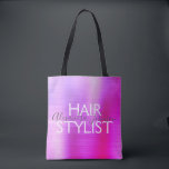 Pink Purple Foil Hair Stylist Supplies Tote Bag<br><div class="desc">Pink and Purple Ombre Foil Hair Stylist beauty supplies bag for scissors,  shampoo or other salon supplies. The business contact name and profession can be changed to be used for any type of business. Please contact the designer for additional matching items.</div>