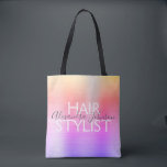 Pink Purple Foil Hair Stylist Supplies Tote Bag<br><div class="desc">Gold,  Pink and Purple Ombre Pastel Rainbow Foil Hair Stylist beauty supplies bag for scissors,  shampoo or other salon supplies. The business contact name and profession can be changed to be used for any type of business. Please contact the designer for additional matching items.</div>
