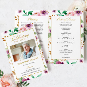 Pink & Purple Funeral Program   Order of Service