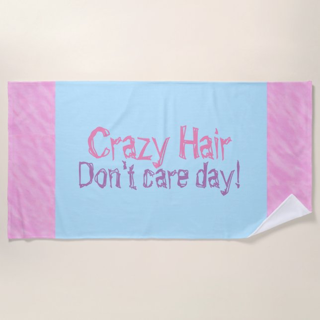 Pink Purple Funny Hair Beach Towels (Front)