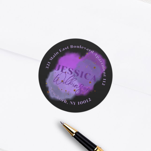 Pink Purple Galaxy Round Return Address Label (Creator Uploaded)