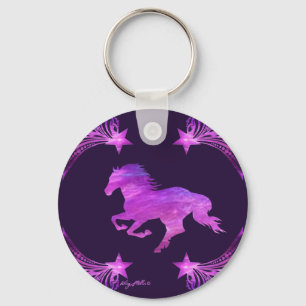 Pink & Purple Galloping Horse Key Ring