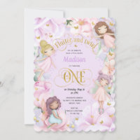 Pink Purple Garden Fairy, Enchanted forest Invitat
