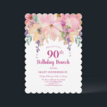 Pink Purple Garden Floral 90th Birthday Brunch Invitation<br><div class="desc">Soft Blush Pink Purple Watercolor Garden Floral 90th Birthday Brunch Invitation
This pink watercolor floral invitation is perfect for your special celebration. This design features a white background accented with a watercolor floral arrangement and custom typography. Add your information to complete the look.</div>