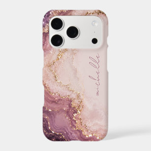 Pink Purple Geode Marble Gold Personalized Name
