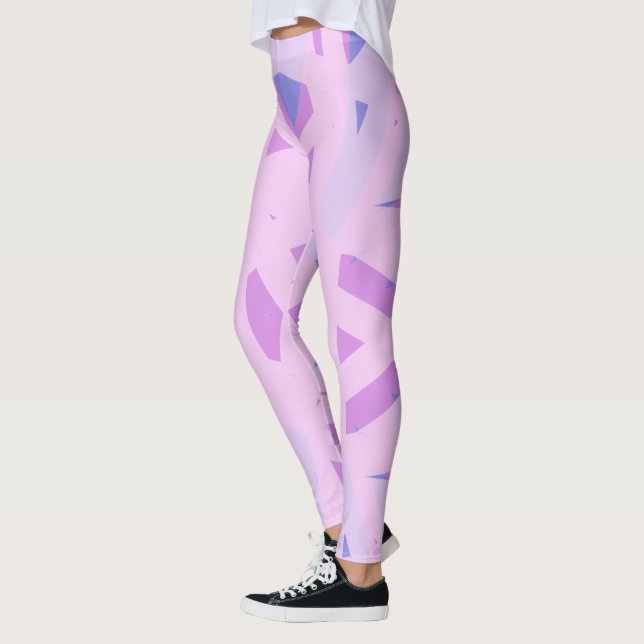 Pink Purple Geometric Pattern Valentine’s Day Gift Leggings (Left)