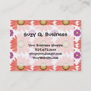 Pink Purple Gerber Daisy Flowers Floral Pattern Business Card