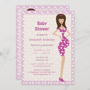 Pink & Purple Girly Colours Bump Baby Girl Shower Invitation