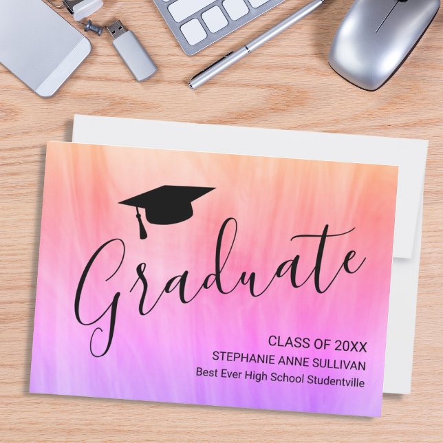 Pink Purple Girly  Graduation Announcement (Creator Uploaded)