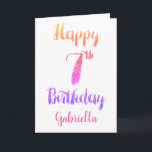 Pink Purple Glitter 7th Birthday Card<br><div class="desc">A personalised girly glitter 7th birthday card,  which you can easily personalise the front with her name. The inside birthday message can also be personalised. A personalised seventh birthday keepsake for daughter,  granddaughter,  niece,  etc. Please note there is not actual glitter on this product but a design effect.</div>