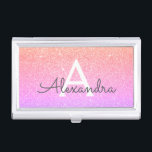 Pink Purple Glitter and Sparkle Monogram Business Card Holder<br><div class="desc">Gold,  Pink and Purple Rainbow Pastel Ombre Faux Glitter and Sparkle Elegant Monogram Business Card Holder. This Business Card Holder can be customised to include your initial and first name.</div>