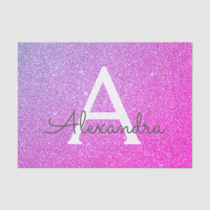 Pink Purple Glitter and Sparkle Monogram Tissue Paper