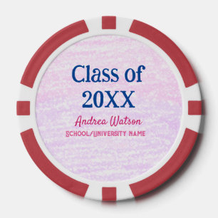 Pink purple glitter graduate class of add name yea poker chips