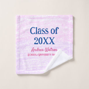 Pink purple glitter graduate class of add name yea wash cloth