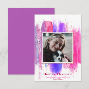 Pink & Purple Glitter Graduation Announcement