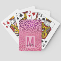Pink Purple Glitter Leopard Animal Print Monogram