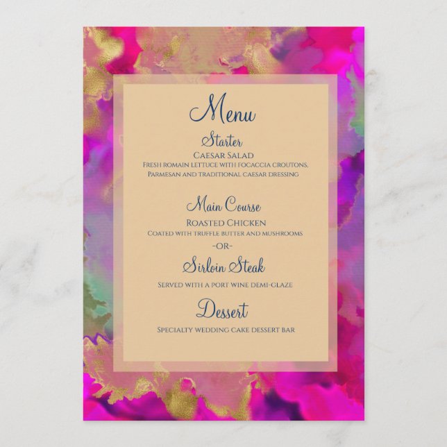 Pink, purple glitter menu (Front)