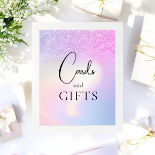 Pink Purple Glitter Ombre Gift Table Bridal Shower Poster