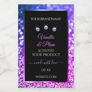 Pink Purple Glitter Product Labels Diamonds Black