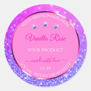 Pink Purple Glitter Product Labels Rhinestones