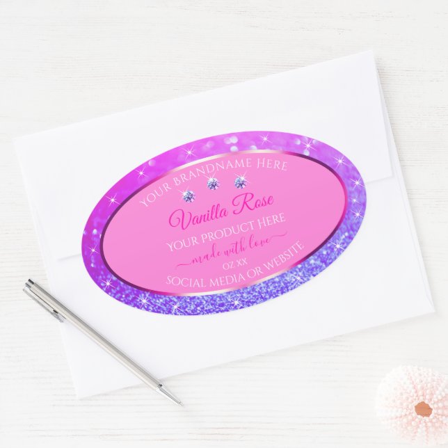 Pink Purple Glitter Product Labels Rhinestones (Envelope)